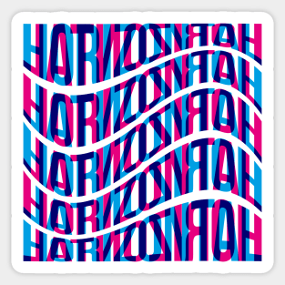 Horizontal Waves Typography (Cyan Magenta Blue) Sticker